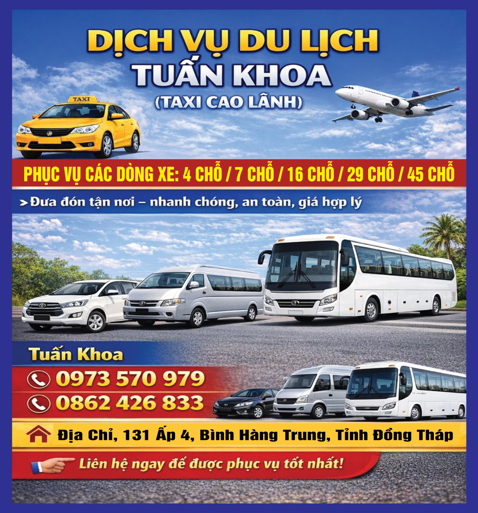 Bảng hiệu Doanh nghiệp Tổng đài Taxi Cao Lãnh